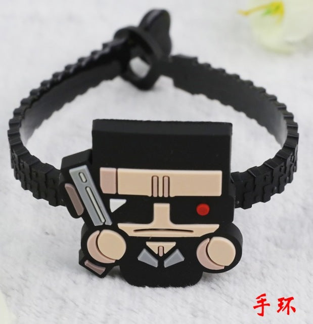 Cartoon The Avengers Spider-Man BB8 bracelets PVC Bangles Gifts for children Kids accessories Adjustable  zipper wristband