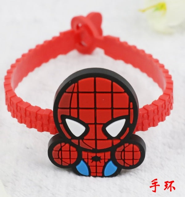 Cartoon The Avengers Spider-Man BB8 bracelets PVC Bangles Gifts for children Kids accessories Adjustable  zipper wristband