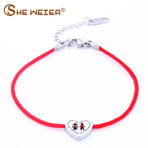 2019 Red Bracelet For Women Children Bracelet couple String Adjustable female heart hand chain friendship femme Bracelet