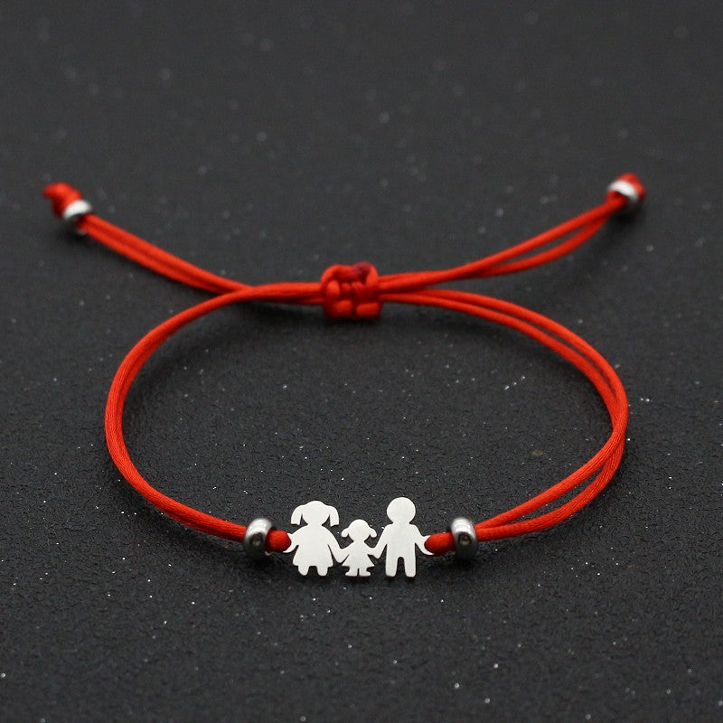 Cute Bear Braided Adjustable Charm Bracelets For Family Dad Mom Daughter Lucky Red String Bracelet Women Men Child Jewelry Gift