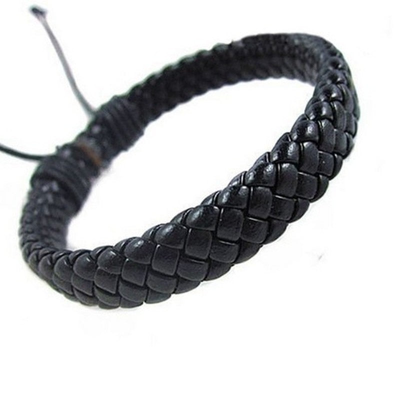 Unisex Leather Bracelet Bangle Cuff Rope Adjustable Good Gifts for Friends Parents Children