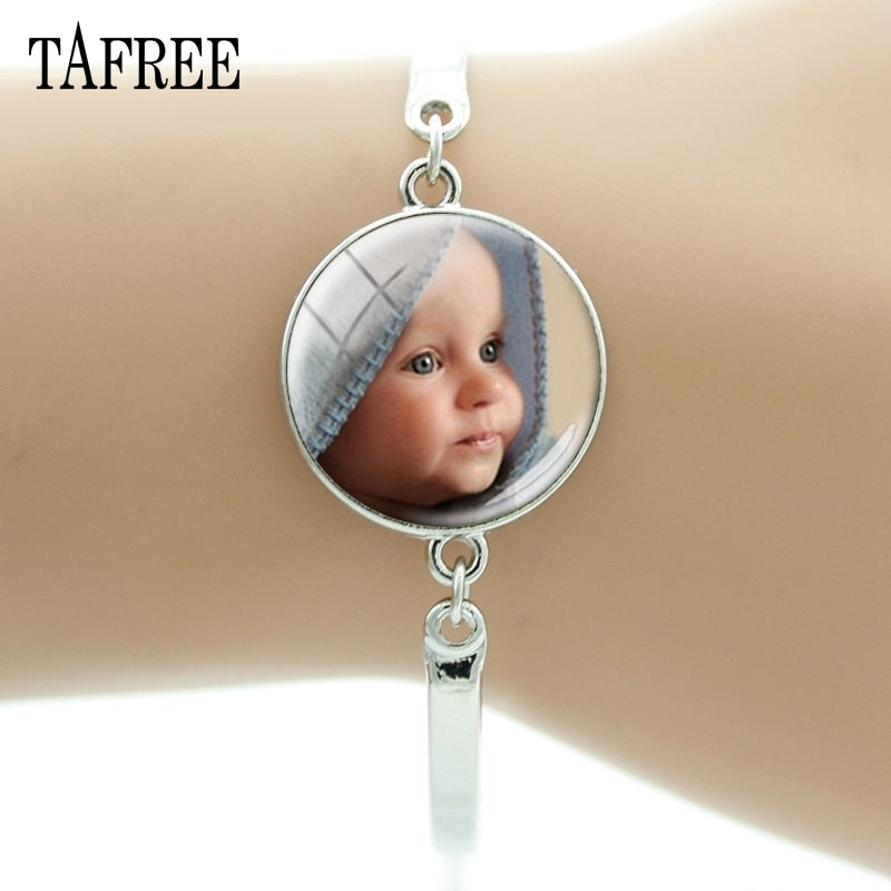 TAFREE Personality Custom Photo Text Bracelets Handmade Family Baby Child Dad Mom Brother Sister Friends Bangle Jewelry NA01