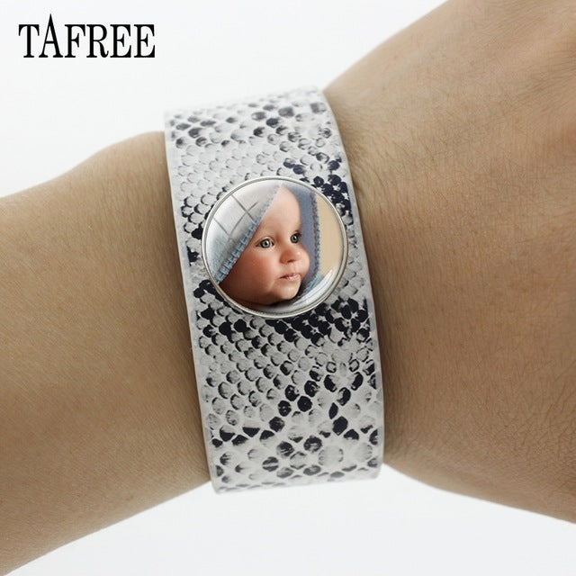 TAFREE Personality Custom Photo Text Bracelets Handmade Family Baby Child Dad Mom Brother Sister Friends Bangle Jewelry NA01