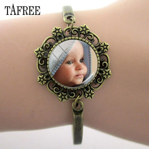 TAFREE Personality Custom Photo Text Bracelets Handmade Family Baby Child Dad Mom Brother Sister Friends Bangle Jewelry NA01