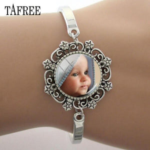 TAFREE Personality Custom Photo Text Bracelets Handmade Family Baby Child Dad Mom Brother Sister Friends Bangle Jewelry NA01