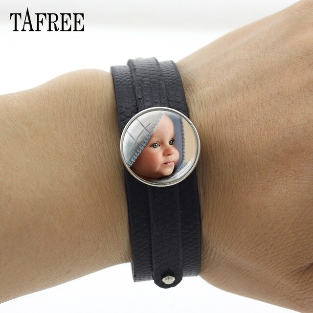 TAFREE Personality Custom Photo Text Bracelets Handmade Family Baby Child Dad Mom Brother Sister Friends Bangle Jewelry NA01