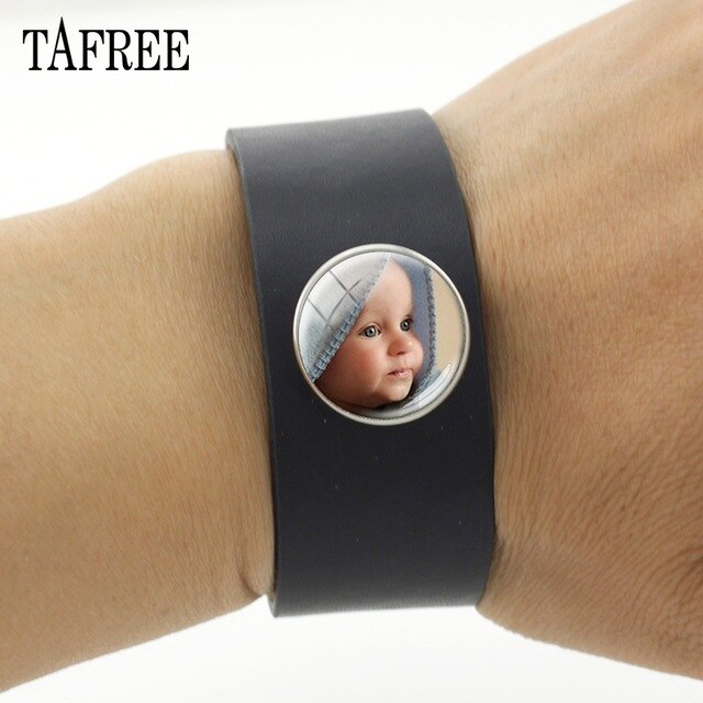 TAFREE Personality Custom Photo Text Bracelets Handmade Family Baby Child Dad Mom Brother Sister Friends Bangle Jewelry NA01