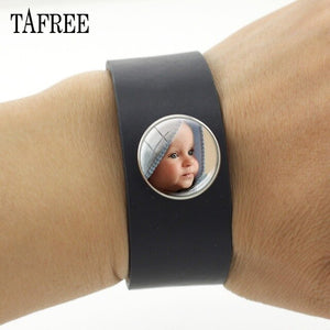 TAFREE Personality Custom Photo Text Bracelets Handmade Family Baby Child Dad Mom Brother Sister Friends Bangle Jewelry NA01