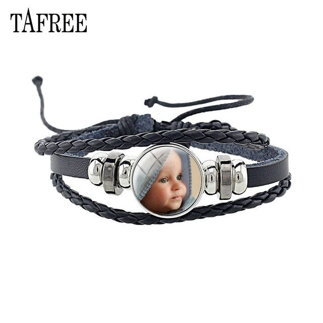 TAFREE Personality Custom Photo Text Bracelets Handmade Family Baby Child Dad Mom Brother Sister Friends Bangle Jewelry NA01