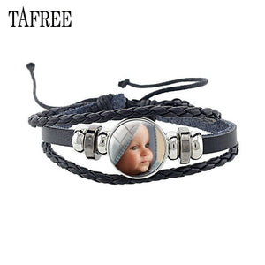TAFREE Personality Custom Photo Text Bracelets Handmade Family Baby Child Dad Mom Brother Sister Friends Bangle Jewelry NA01
