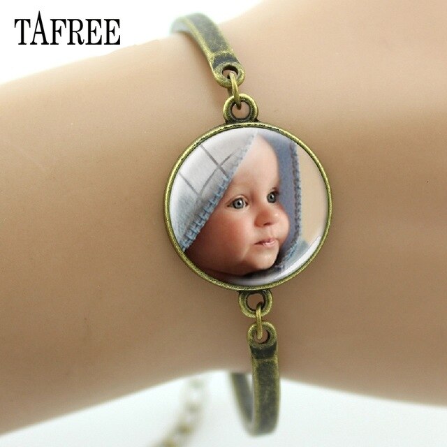 TAFREE Personality Custom Photo Text Bracelets Handmade Family Baby Child Dad Mom Brother Sister Friends Bangle Jewelry NA01