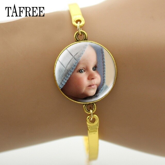 TAFREE Personality Custom Photo Text Bracelets Handmade Family Baby Child Dad Mom Brother Sister Friends Bangle Jewelry NA01