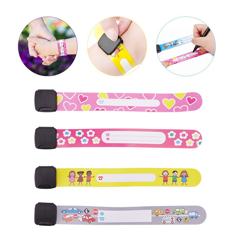 4PCS Adjustable Children Travel Outdoor Safe Anti-lost Wristband Safety Recognition Bracelet For Kids  Waterproof Wrist Strap