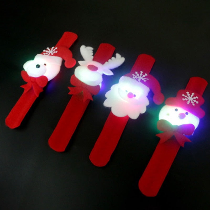 Christmas Patting Toy Circle Bracelet Watch Xmas Children Gift Santa Claus Snowman Deer New Year Party Toy Wrist Decoration