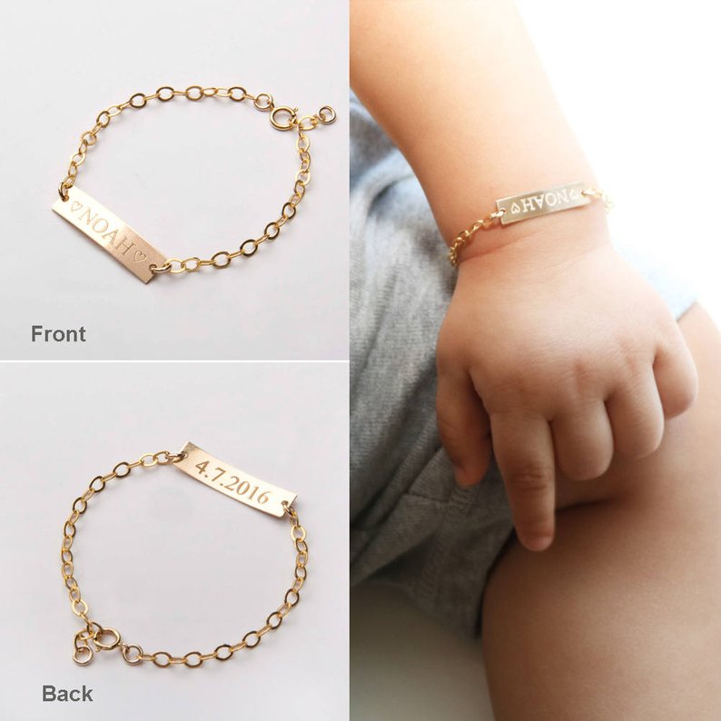 3UMeter Custom Name Bracelet Baby Adjustable Baby Toddler Child ID Bracelet Personalized Girl Boy Birthday Gift