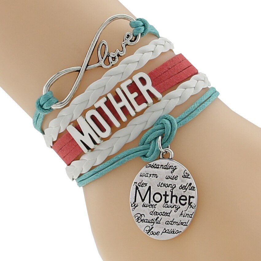 Hot Sales European Fashion Elegant Vintage Charm Braided Leathe Infinity Love MOTHER Bracelet  jewelry wholesale F-CTSLB0027