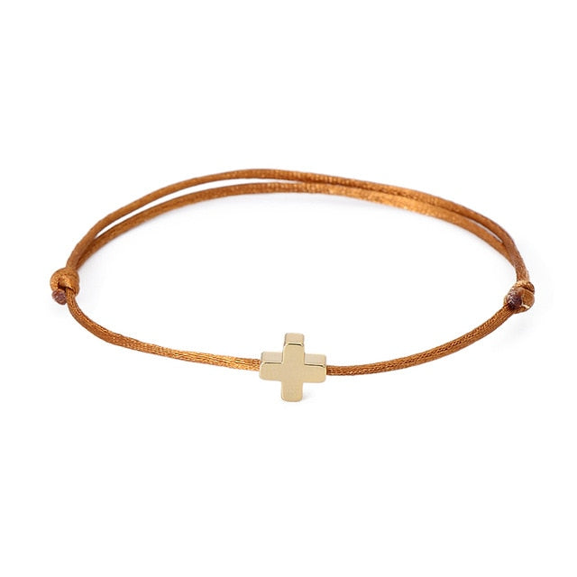 VEKNO Simple Cross Red String Bracelet Adjustable Braiding Lucky Macrame Rope Bracelets For Women Men Children Handmade Jewelry