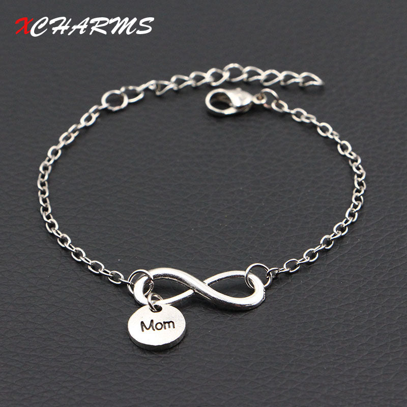 2018 New Personalized I Love My MOM Mother Infinity Bracelet Antique Silver DIY Handmade Bracelet Women Fashion Jewelry
