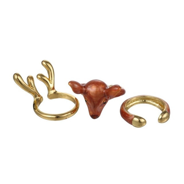 Yidensy 3Pcs/Set New Arrival Adjustable Cute Squirrel ring Tiny Animal Squirrel Enamel Ring Women Jewelry Anillos Bijoux