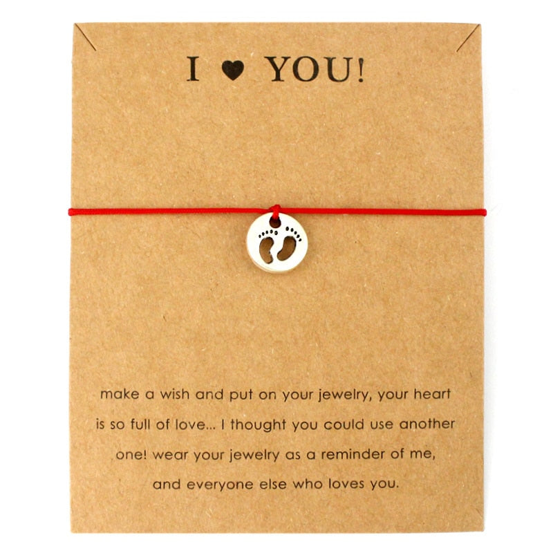 Baby Feet Foot Love Heart Charms Adjustable Bracelets Women Men Boys Girls Fashion Jewelry Mother and Baby Mom and Child Gift