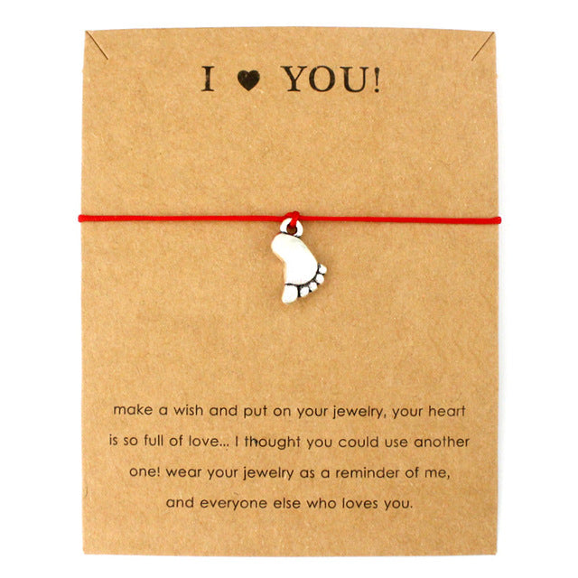 Baby Feet Foot Love Heart Charms Adjustable Bracelets Women Men Boys Girls Fashion Jewelry Mother and Baby Mom and Child Gift