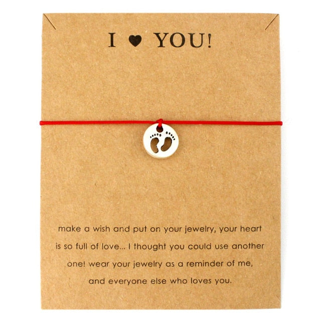 Baby Feet Foot Love Heart Charms Adjustable Bracelets Women Men Boys Girls Fashion Jewelry Mother and Baby Mom and Child Gift