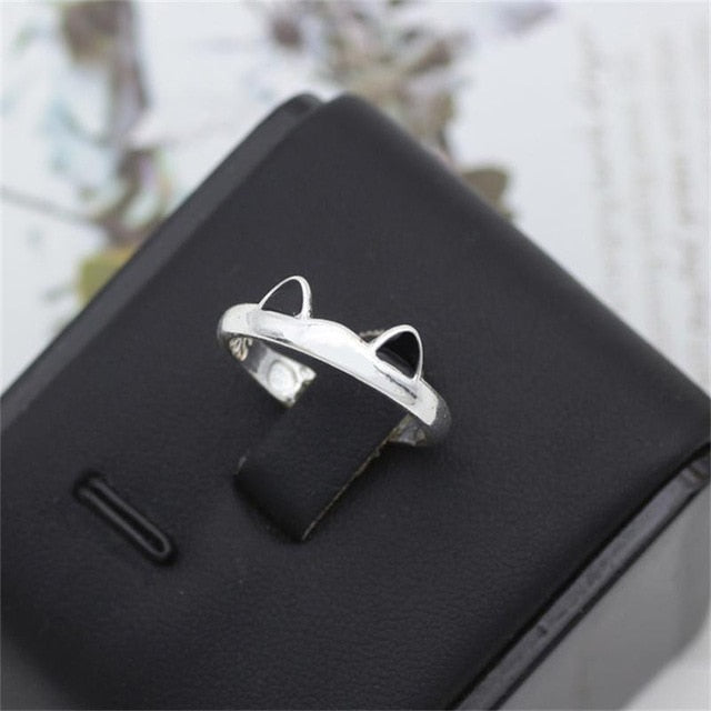Fashion Pet Cat Footprints Water Drop Ring Simple Angel Wings Opening Adjustable Ring Personality Student Animal Jewelry Gift