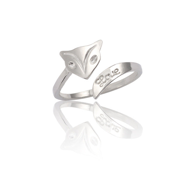 Fashion Pet Cat Footprints Water Drop Ring Simple Angel Wings Opening Adjustable Ring Personality Student Animal Jewelry Gift