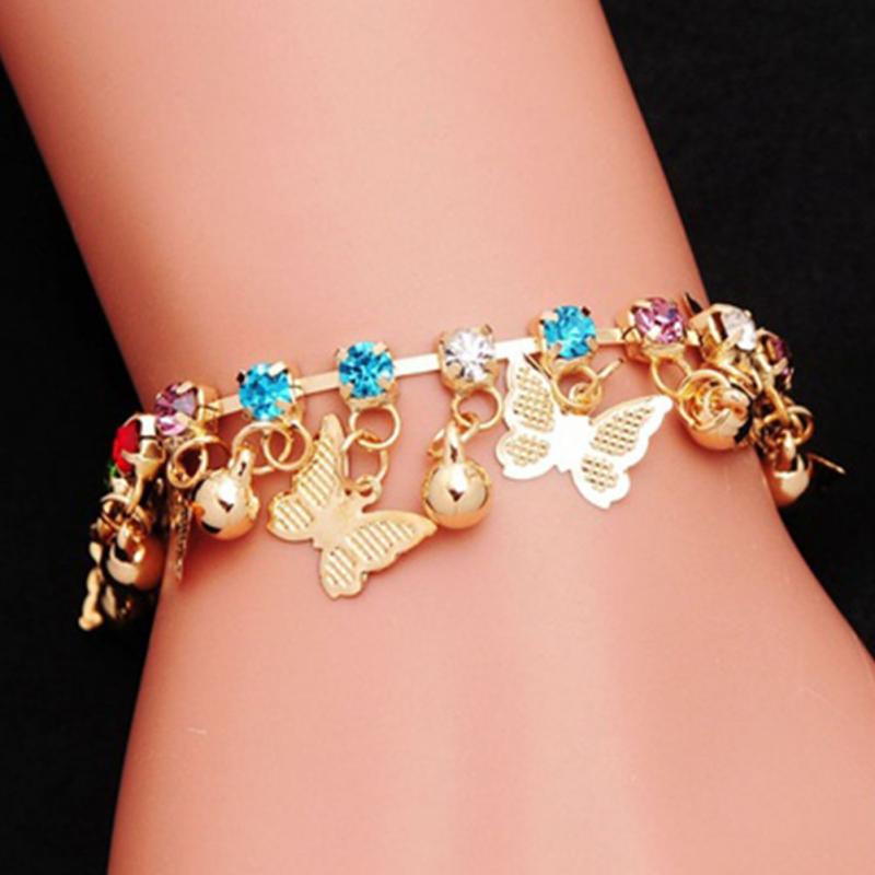KLEEDER Cute Children Beautiful Butterfly Charm Bracelet For Girls Kids Hand Chain Colorful Best Friend Women's Beach Bracelets