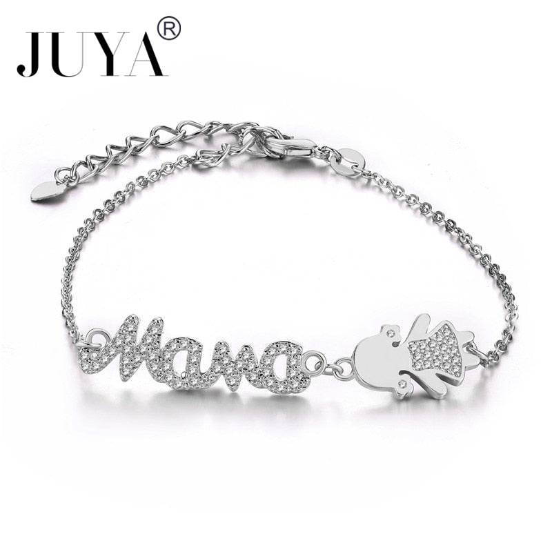 Personalized Mother Bracelets Handmade Women Kids Charms Jewelry copper zircon boys girls mama bracelets gift kawaii jewelry