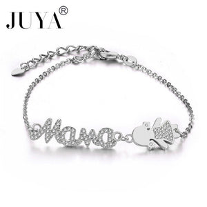 Personalized Mother Bracelets Handmade Women Kids Charms Jewelry copper zircon boys girls mama bracelets gift kawaii jewelry