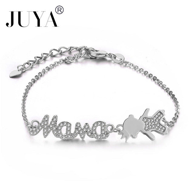 Personalized Mother Bracelets Handmade Women Kids Charms Jewelry copper zircon boys girls mama bracelets gift kawaii jewelry