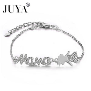 Personalized Mother Bracelets Handmade Women Kids Charms Jewelry copper zircon boys girls mama bracelets gift kawaii jewelry