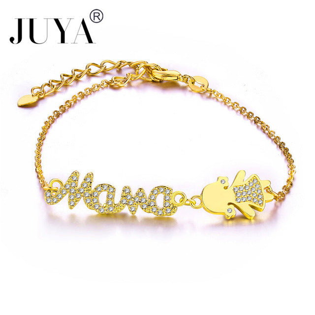 Personalized Mother Bracelets Handmade Women Kids Charms Jewelry copper zircon boys girls mama bracelets gift kawaii jewelry
