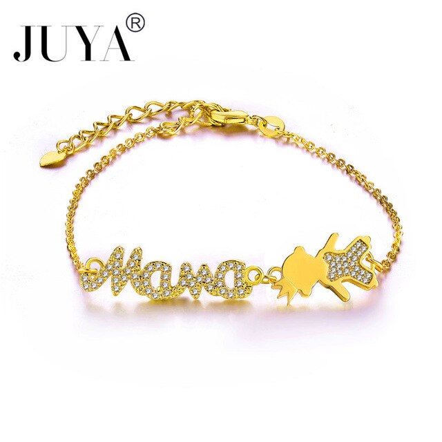 Personalized Mother Bracelets Handmade Women Kids Charms Jewelry copper zircon boys girls mama bracelets gift kawaii jewelry
