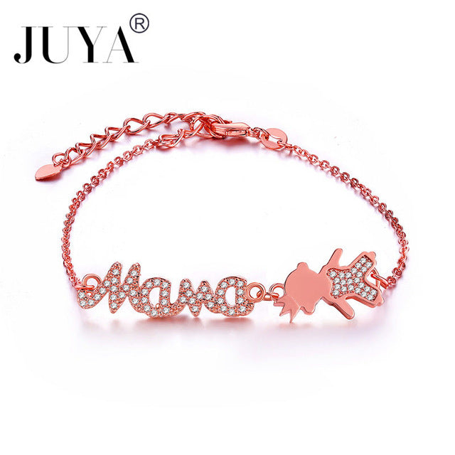 Personalized Mother Bracelets Handmade Women Kids Charms Jewelry copper zircon boys girls mama bracelets gift kawaii jewelry