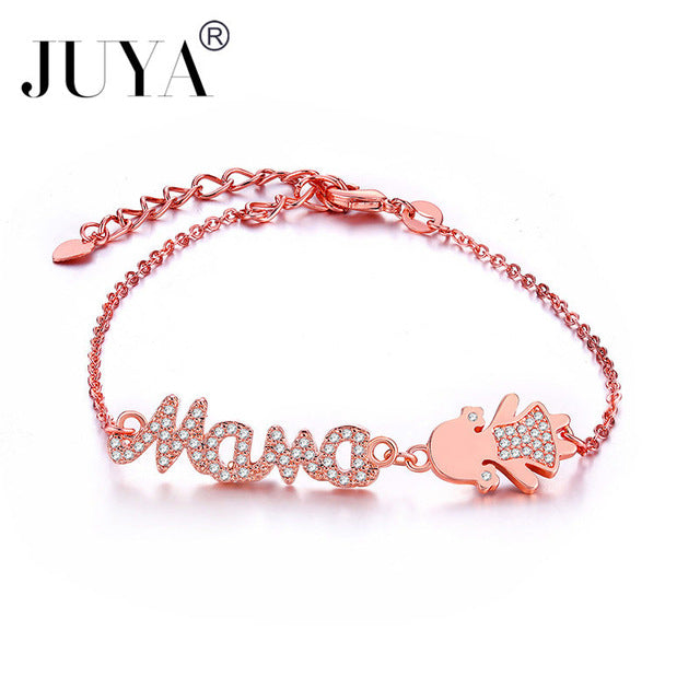 Personalized Mother Bracelets Handmade Women Kids Charms Jewelry copper zircon boys girls mama bracelets gift kawaii jewelry