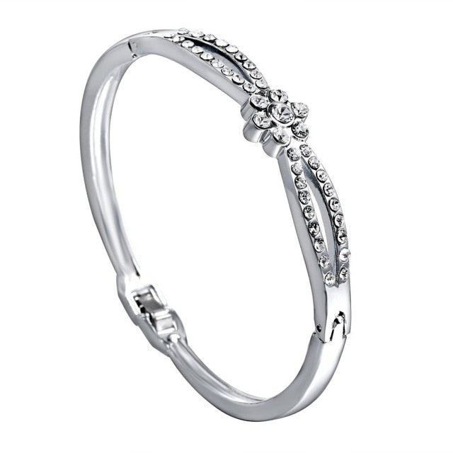 RINHOO Love Heart Stainless Steel Bracelets For Women Bangle Crystal Rhinestone Infinity Jewelry Wedding Bride Mother Bracelet