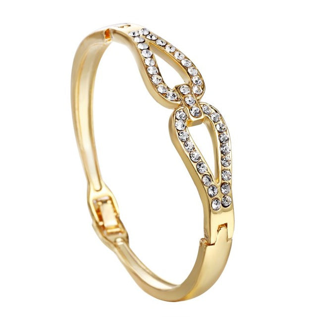 RINHOO Love Heart Stainless Steel Bracelets For Women Bangle Crystal Rhinestone Infinity Jewelry Wedding Bride Mother Bracelet