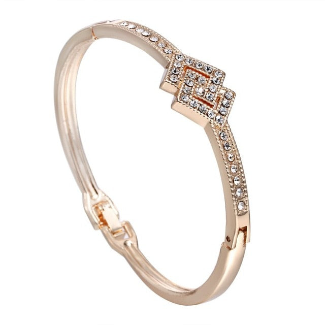 RINHOO Love Heart Stainless Steel Bracelets For Women Bangle Crystal Rhinestone Infinity Jewelry Wedding Bride Mother Bracelet