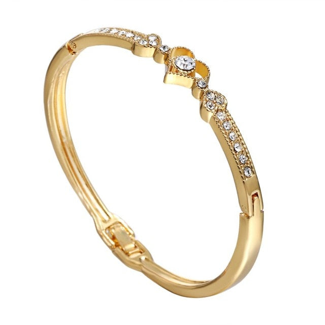 RINHOO Love Heart Stainless Steel Bracelets For Women Bangle Crystal Rhinestone Infinity Jewelry Wedding Bride Mother Bracelet