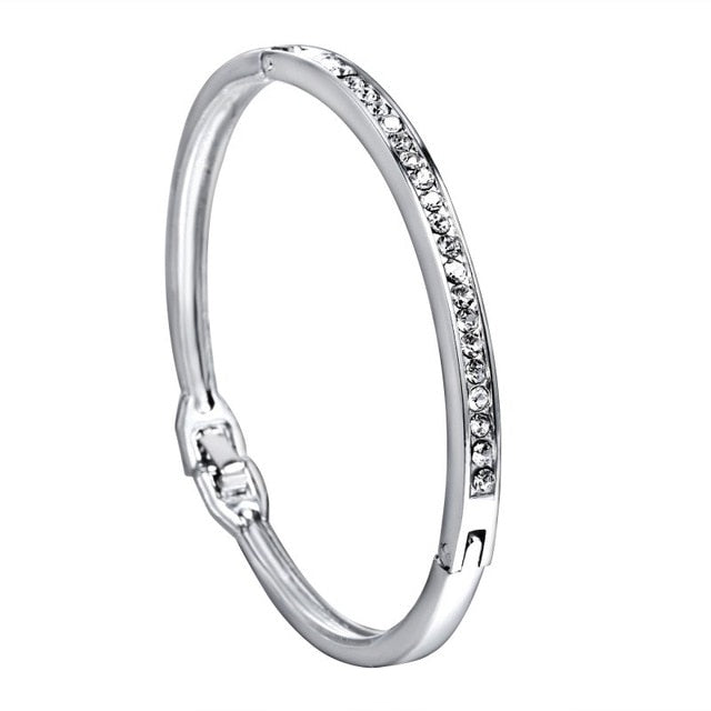 RINHOO Love Heart Stainless Steel Bracelets For Women Bangle Crystal Rhinestone Infinity Jewelry Wedding Bride Mother Bracelet