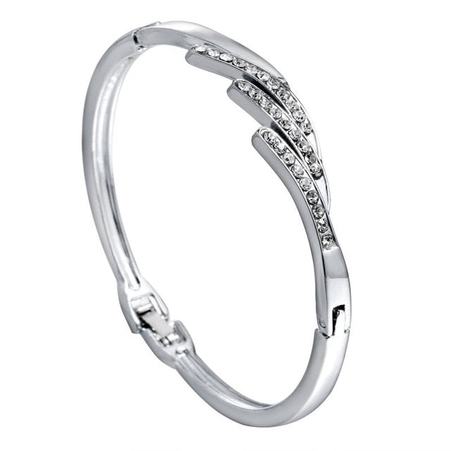 RINHOO Love Heart Stainless Steel Bracelets For Women Bangle Crystal Rhinestone Infinity Jewelry Wedding Bride Mother Bracelet