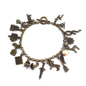 HP Bracelet Deathly Hallows Magic Stick Hat Harry Sword Charms Bracelets Bangles for Women Girl Halloween Christmas Jewelry