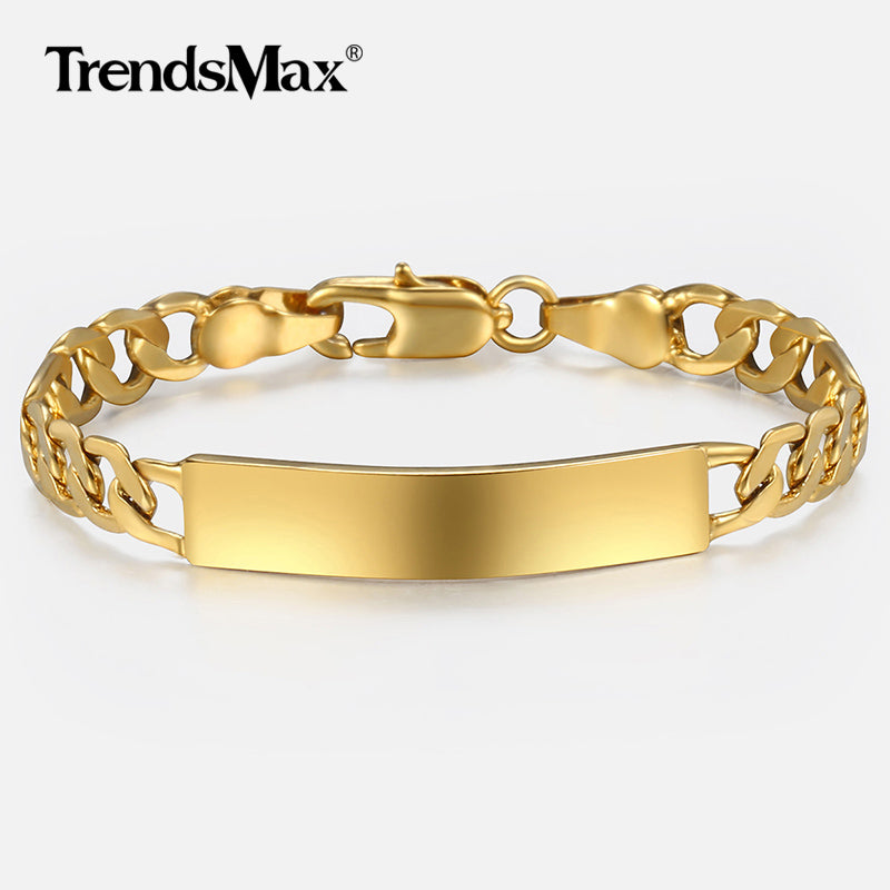 Baby's Bracelet Gold Filled Figaro Chain Smooth Bangle Link Bracelet For Baby Child Boys Girls Custom Name Gift 11.5cm KGBM100