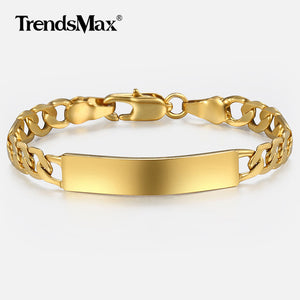 Baby's Bracelet Gold Filled Figaro Chain Smooth Bangle Link Bracelet For Baby Child Boys Girls Custom Name Gift 11.5cm KGBM100
