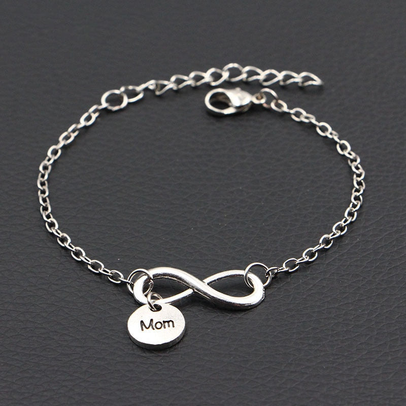 2019 New Personalized I Love My MOM Mother Infinity Bracelet Antique Silver DIY Handmade Bracelet Women Fashion Jewelry
