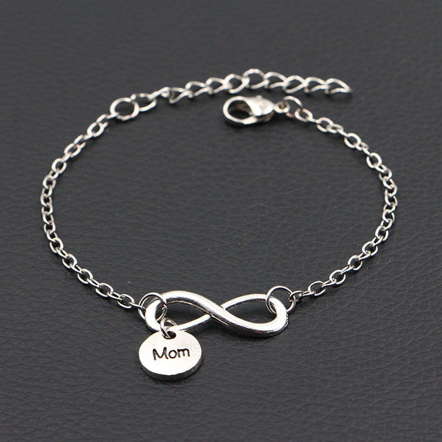 2019 New Personalized I Love My MOM Mother Infinity Bracelet Antique Silver DIY Handmade Bracelet Women Fashion Jewelry
