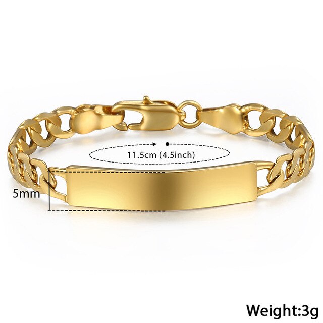 Baby's Bracelet Gold Filled Figaro Chain Smooth Bangle Link Bracelet For Baby Child Boys Girls Custom Name Gift 11.5cm KGBM100