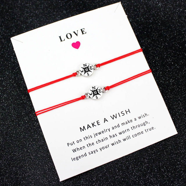 Mother Daughters Grandma Aunt Niece Girls Adjustable Dream Statement Jewelry Make a Wish Heart Compass Charm Bracelets for Women